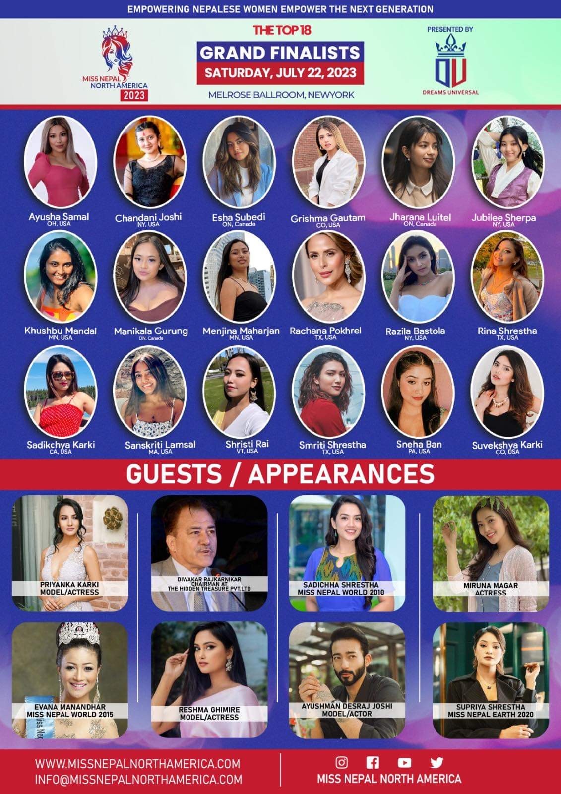 The Miss Nepal North America-2023 Grand finale will be held on July 22